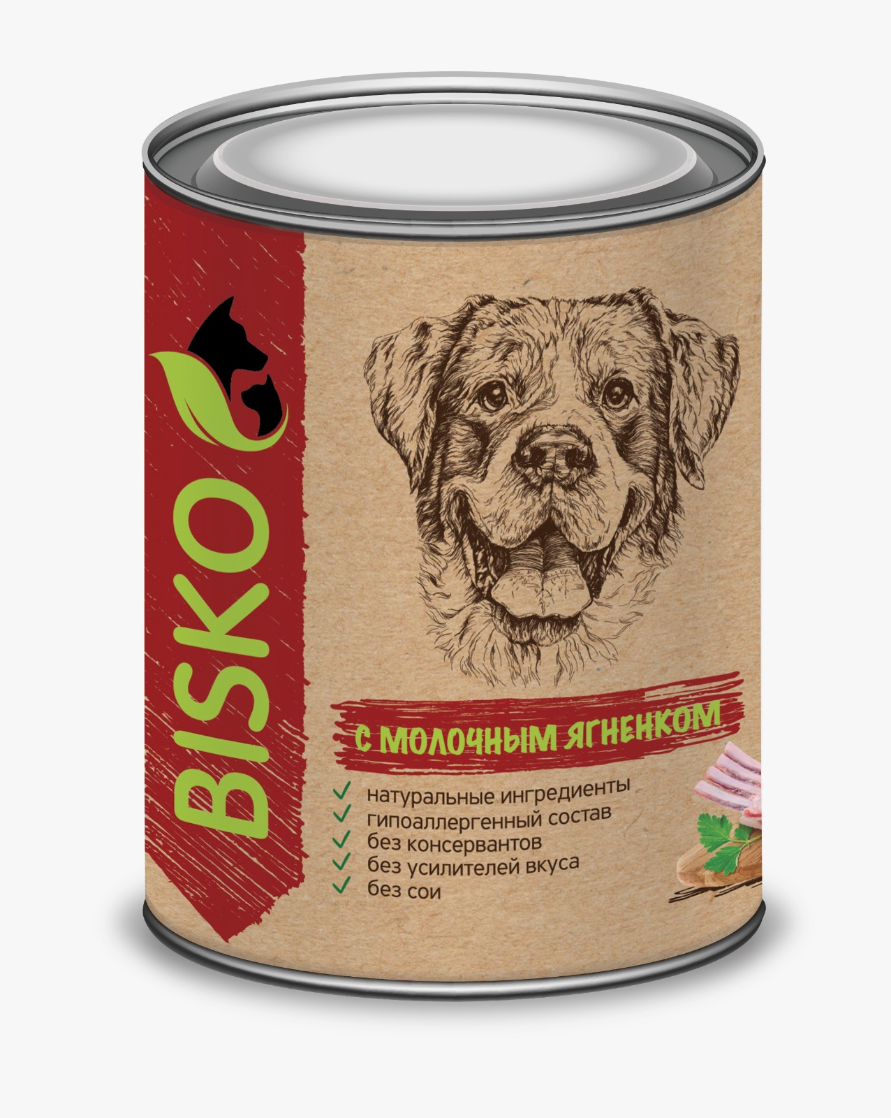 Консервированный корм для собак BISKO с молочным ягненком 750 гр.